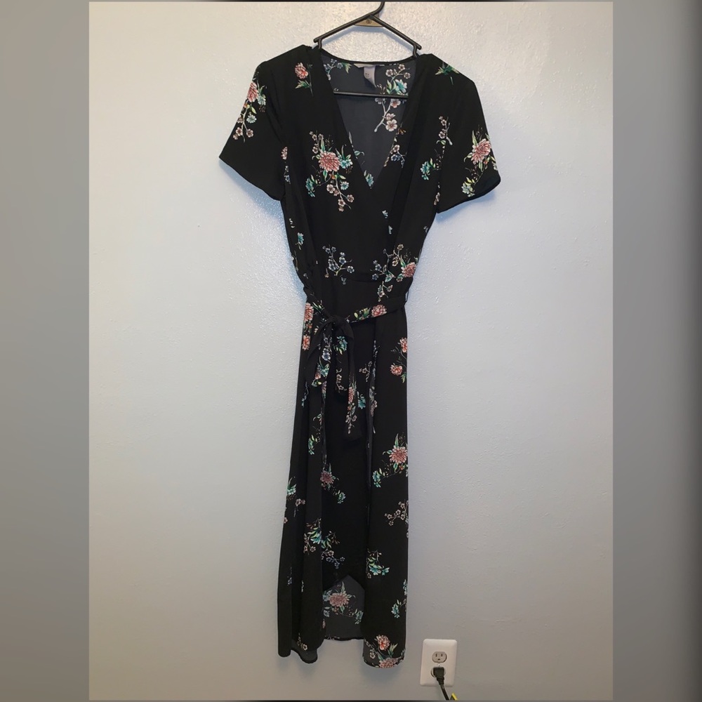 Long black floral dress